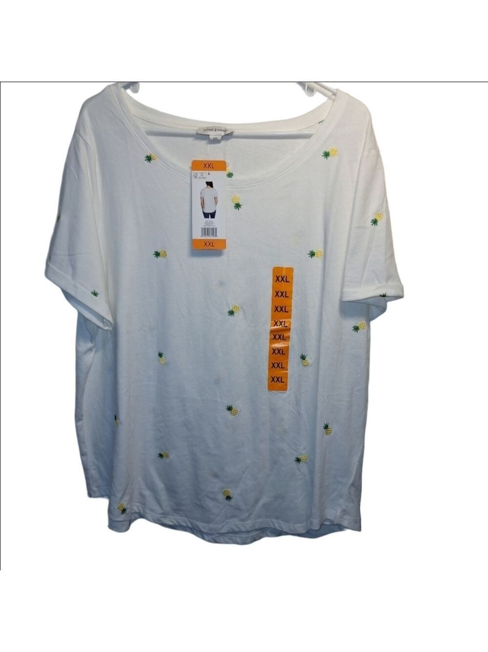 Vintage America T Shirt White Pineapple Embroidery XXL NWT